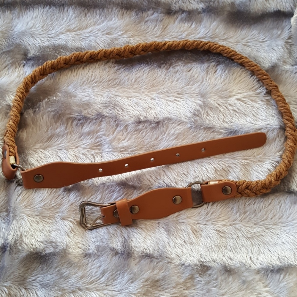 Brown Belt stretchy Belt with Silver Buckle
